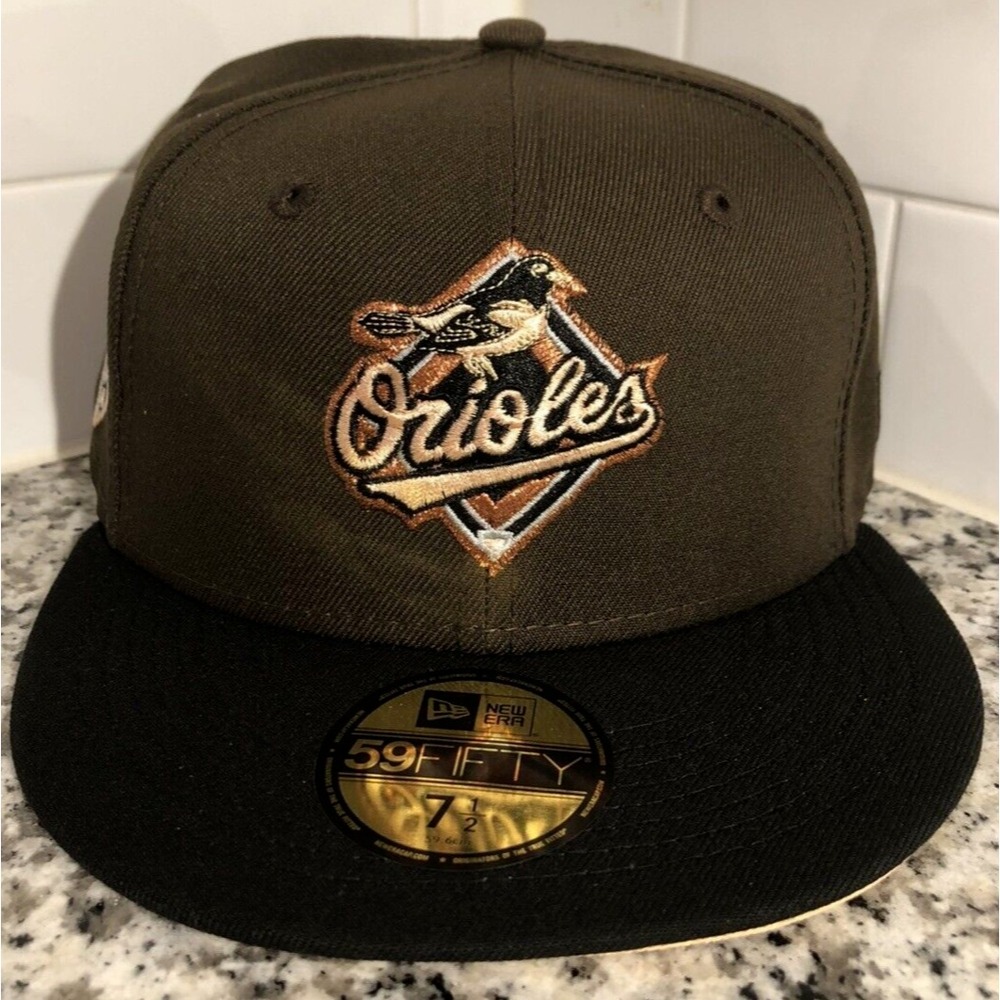 New Era Baltimore Orioles 59FIFTY 25th Anniversary Coffee Peach FItted Hat 7 1/2